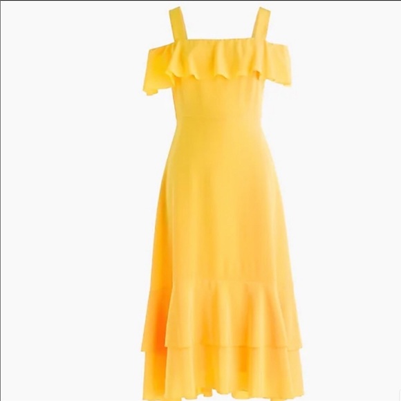 SALE J. Crew Cold Shoulder Silk Midi Dress (8) NWT - Picture 2 of 5